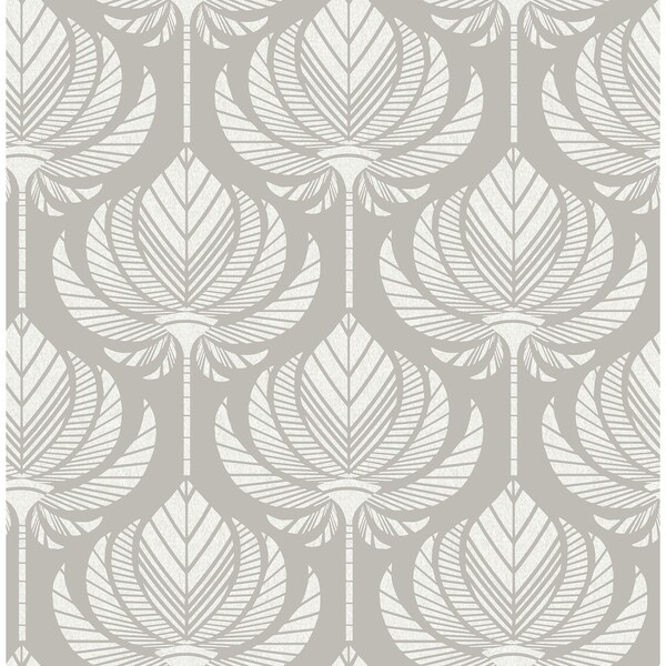 Manhattan Comfort Midland Palmier Grey Lotus Fan 33 ft L X 205 in W Wallpaper BR4014-26425 - main